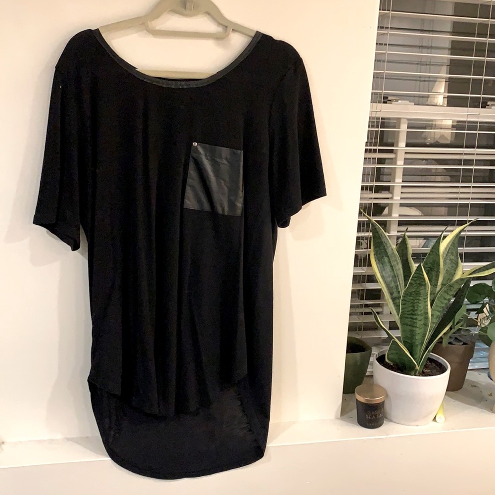 Unisex Tee with Leather Detailing